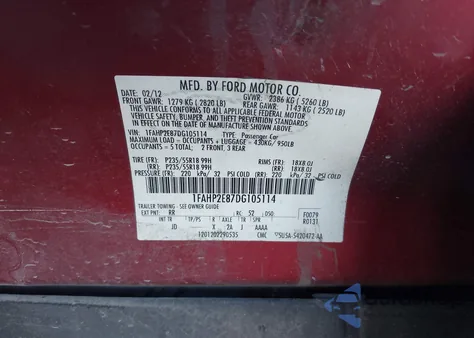 2013 Ford Taurus Sel z USA, uszkodzony, nr VIN 1FAHP2E87DG105114